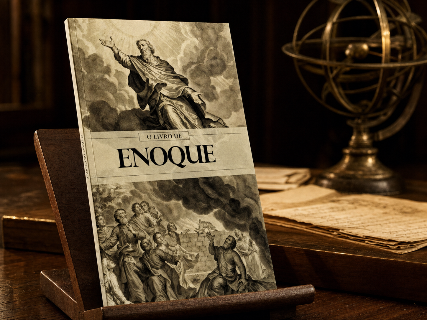 O Livro de Enoque apresentado em uma mesa de estudos clássica