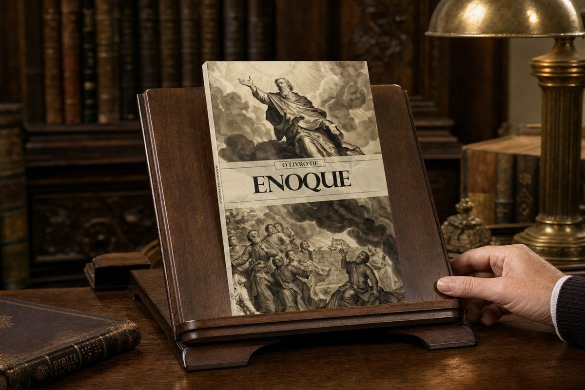 O Livro de Enoque apresentado como peça central de uma biblioteca de coleção
